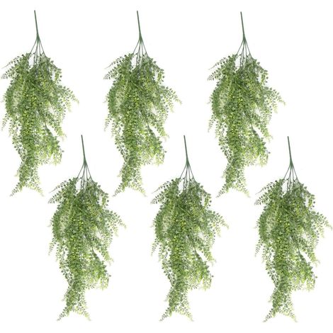 Pack of 6 x Hanging UV and Fire Resistant Artificial Trailing Button Fern Plant 82cm - Premium Quality (1/4)