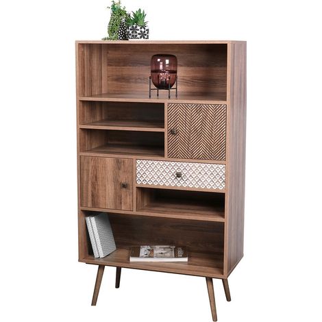 Bibliothek ALTA in hellem Eichenholz mit 2 Türen und 1 Schublade – Skandinavisches Design und praktische Aufbewahrung (1/3)