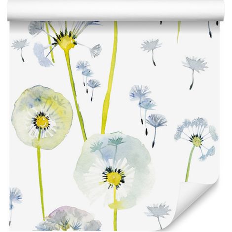 Papel pintado de dientes de león coloridos en estilo acuarela para sala de estar y dormitorio, 50x1000 (1/5)