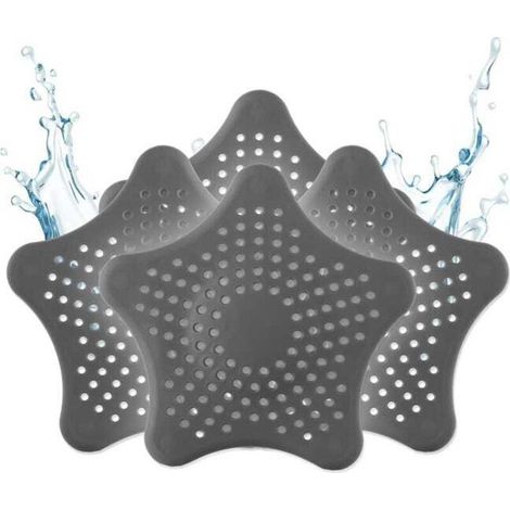 Universeller Silikon-Abflussfilter, Haarfilter, Duschfilter, 4 Stück (grau) (1/4)
