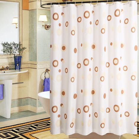 1 Rideau de douche, Polyester imperméable, 12 Crochets, Motif élégant, Salle de bain (1/5)