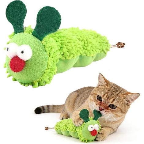 Jouet à l'herbe à Chat, Jouet interactif pour Chat, Jouet Chenille pour Chaton, Coussin Doux à l'herbe à Chat, Jouet pour Chat pour se divertir, Soins dentaires pour Chat