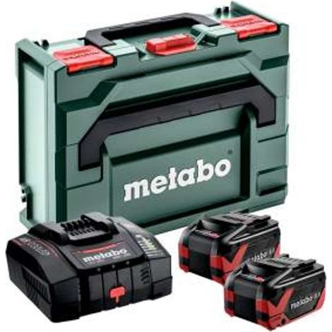 Metabo – Kit de base chargeur pour électroportatif – 2 batteries LiHDX 8.0Ah – Chargeur rapide ASC 290 – Technologie tabless pour chargement rapide