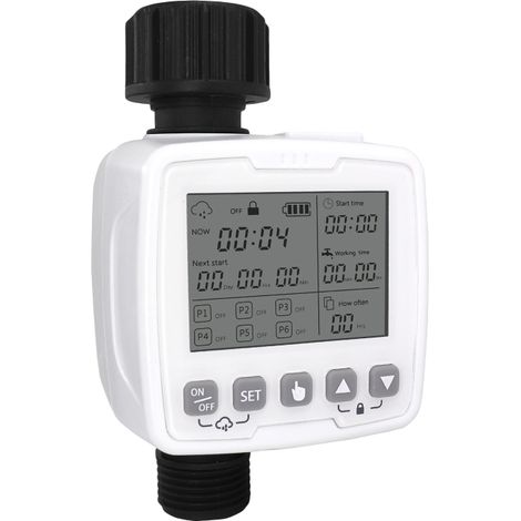 Minuteur d'arrosage automatique programmable étanche à grand écran pour tuyaux, plantes en pot, serre, terrasse, pelouse, parterres de fleurs (1/5)