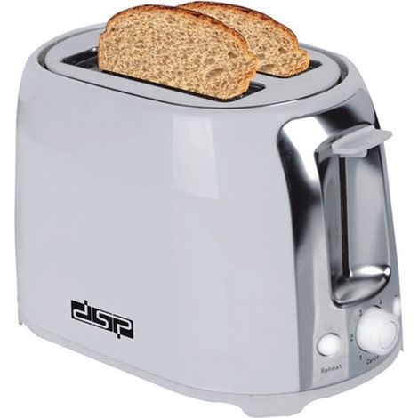 Grille-pain 2 Tranches 750 W 6 Niveaux Fonction Décongélation Toast Blanc (1/5)