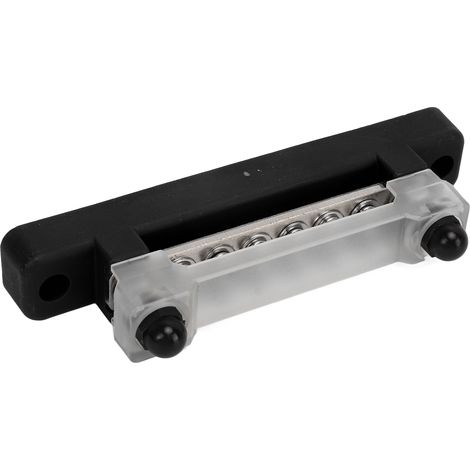 Barre omnibus à 6 bornes avec couvercle 48 V 150 A, bloc de distribution électrique à 2 goujons pour voiture, bateau, caravane, camping-car, noir (1/5)