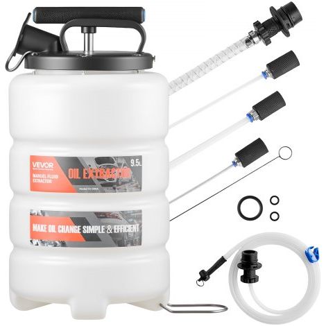 Bomba de Líquido de Transmisión Manual Capacidad 9,5 L, Extractor de Aceite de Mano para Máquinas, con Manguera 150 cm Tubos de Extensión Adaptadores, Cambio de Aceite para Coches Barcos Motos (1/5)
