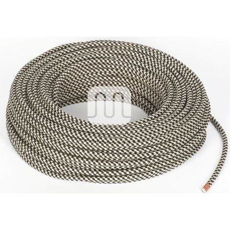CAVO ELETTRICO TESSILE TONDO - SABBIA/NERO TO550 3MT MERLOTTI