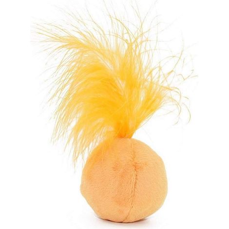 1 Jouet pour chat, balle en peluche avec herbe à chat et plumes, diamètre 5 cm, couleur orange (1/5)