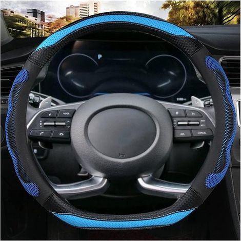 Funda para manillar en forma de D, base plana, antideslizante, transpirable, de microfibra, apta para manillares de 14,5" a 15" (azul).