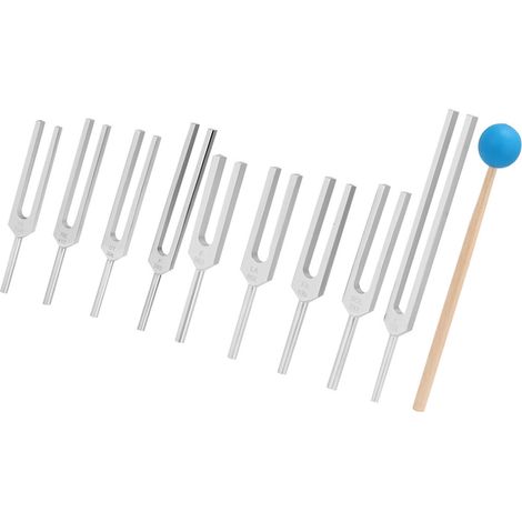 9 therapeutische Aluminium-Stimmgabeln (174 Hz, 285 Hz, 396 Hz) für Klangtherapie und Entspannung (1/5)
