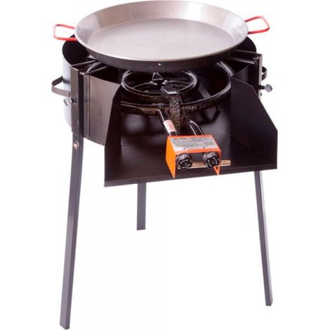 Barbacoa redonda portátil con quemador de gas y paellera pulida para exterior Ø40 cm (1/5)