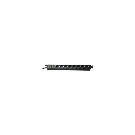 Bachmann multiprise 8 prises aluminium 2m noir rack 19 pouces