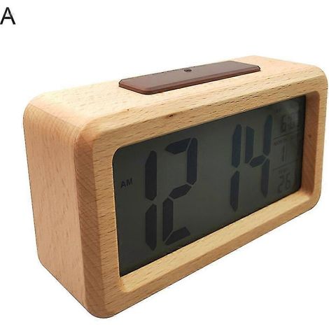 Réveil électronique numérique en bois avec thermomètre intégré (1/5)