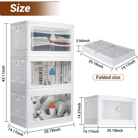 Storage box, no installation required, foldable storage box, door opening type, baby and child's wardrobe, snack cupboard, clothing organizer. (1/5)
