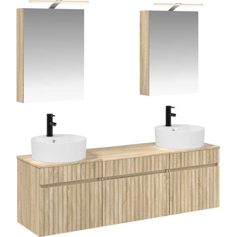 Ensemble d'armoire de salle de bain 5 pcs Chêne Sonoma vidaXL (1/5)