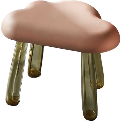 Tabouret enfant nuage blanc transparent, pieds délicats en plastique, décoration maison marron, cadeau (1/5)