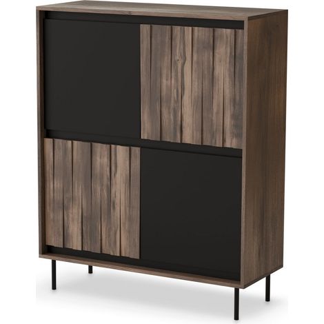 Buffet haut design aspect noyer et noir mat Matty (1/5)
