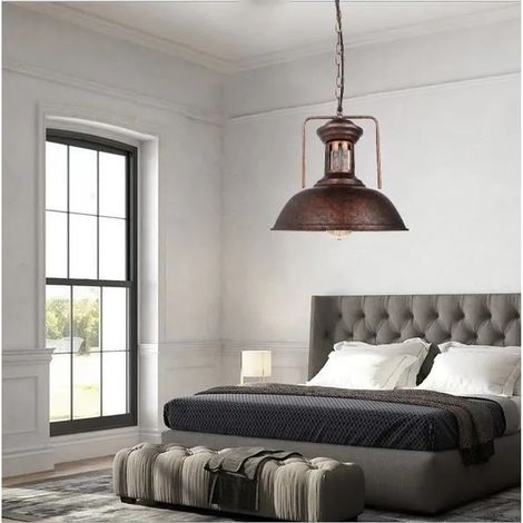 Lustre Vintage Salon Rouille Lampe Suspension Luminaire Retro en Métal Style Industrielle pour Salon Chambre (1/4)