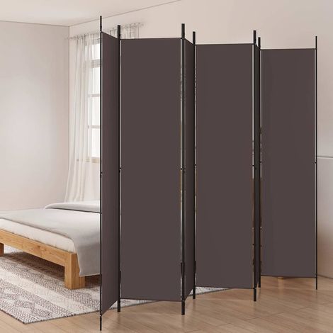 Cloison de séparation 6 panneaux-Paravent-Séparateur de pièce Marron 300x220 cm Tissu (1/5)