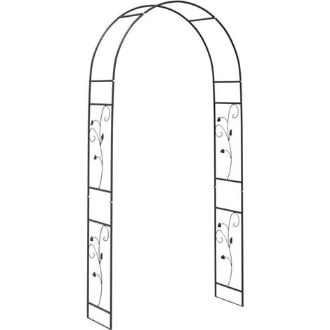 Arche de jardin noire à motif floral, 115 x 37 x 231 cm (1/5)