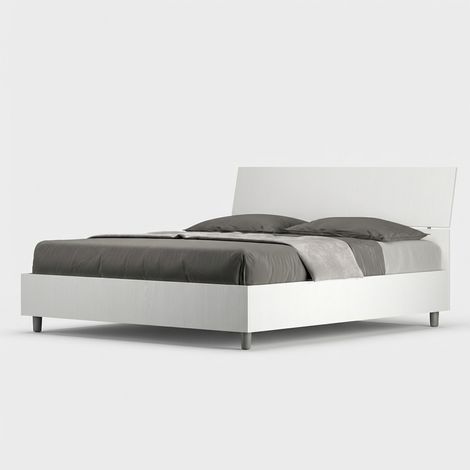 Letto contenitore matrimoniale 160x190cm testiera design bianco Demas Nod