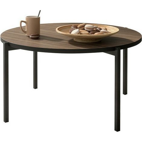 Mesa de centro Providence 180, Marrón + Negro, 42x0x0cm, Diámetro: 85, Aglomerado laminado, Redonda