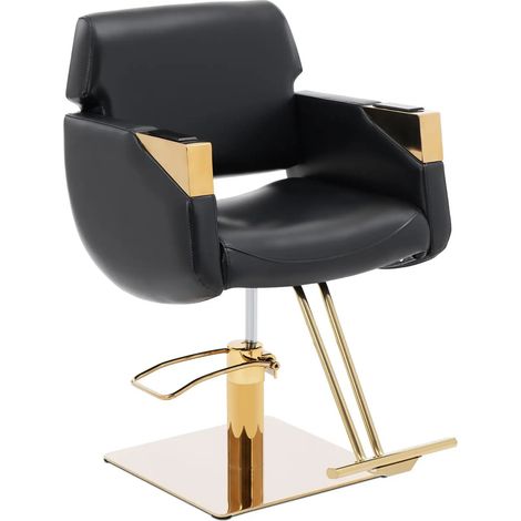 Fauteuil de coiffeur professionnel avec repose-pieds 200 kg acier inoxydable PVC noir doré