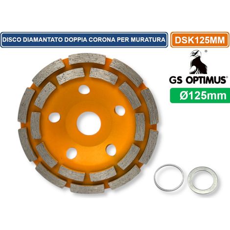 DISCO DIAMANTATO A DOPPIA CORONA PER SMERIGLIATRICE ANGOLARE Ø 125MM CALCESTRUZZO MARMO GRANITO PIETRA (1/4)