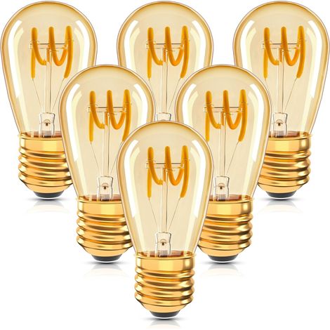 Lot de 6 Ampoules LED E27 Vintage à Filament Spirale ST45/S14 3 W Lumière Ambrée Non Dimmable 2200 K Blanc Très Chaud 150 lm Équivalent à 25W Ampoule Incandescente, Rétro Antique Lampe Décorative (1/5)