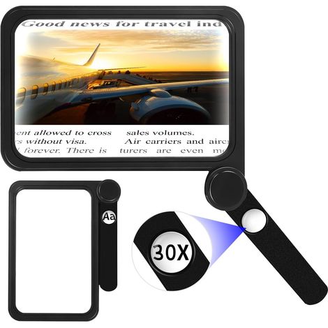 5X 30X Loupe de Lecture, Loupe de Lecture de Pages de Livres, Loup e de Poche Pliante pour Les Personnes Âgées Qui Lisent Les Journaux, Les Livres, Excellent Cadeau pour Les Malvoyants (1/5)