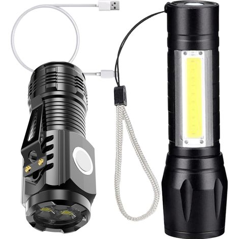 Wiederaufladbare LED-Taschenlampe über USB, ultrahell und leistungsstark, ideal zum Campen.
