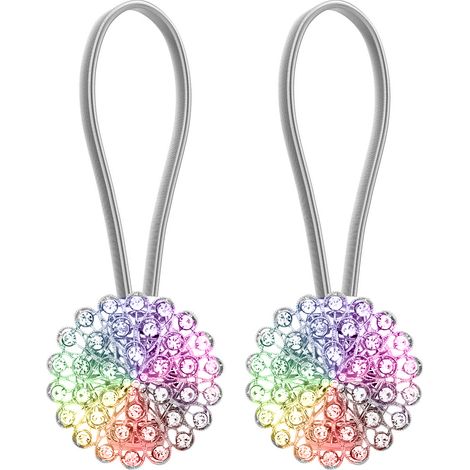 Lot de 2 embrasses magnétiques en forme de fleur avec grand cristal et cordon élastique pour la décoration de la maison et du bureau