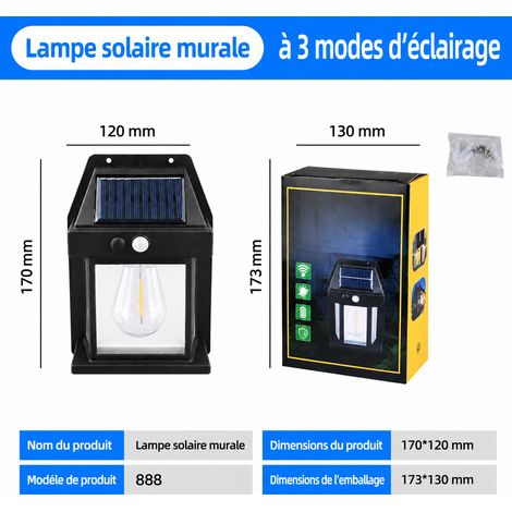 Applique murale solaire d'extérieur grand modèle maison noire étanche noir réf 9510 12 × 6 × 17 cm 150 g – Livraison gratuite
