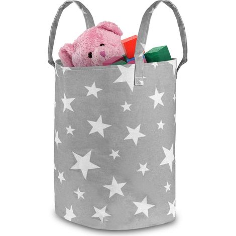 Cesta de almacenamiento para juguetes nukido - gris con estrellas