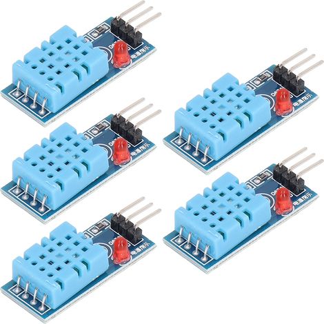 Capteur de température et d'humidité 5 pièces, module de capteur numérique haute sensibilité anti-interférences pour serre, plaque d'adaptation avec lampe et câble de connexion. (1/5)