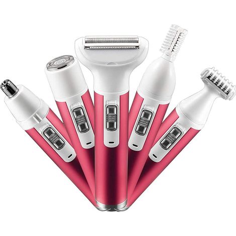 Rasoir étanche rechargeable USB 5 en 1 pour femme : épilateur pour le nez, les sourcils, le corps, le maillot et le visage. (1/5)