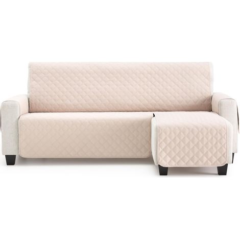 Housse de canapé d'angle rembourrée Bras Droit 200 cm - Housse de canapé Extra Souple Beige - Housse de canapé avec Sangles arrière - Housse de Chaise Longue Protector canapé modèle Maui (1/5)