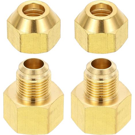 2pcs Raccords de Tube en Laiton, Femelle 1/2" x Mâle 5/8", Apdateur d'Accouplement à 45 Degrés avec Écrou Bride, Raccord Tuyau HVAC Climatisation Plomberie Gaz - Flare Female 3/8" Male (1/5)