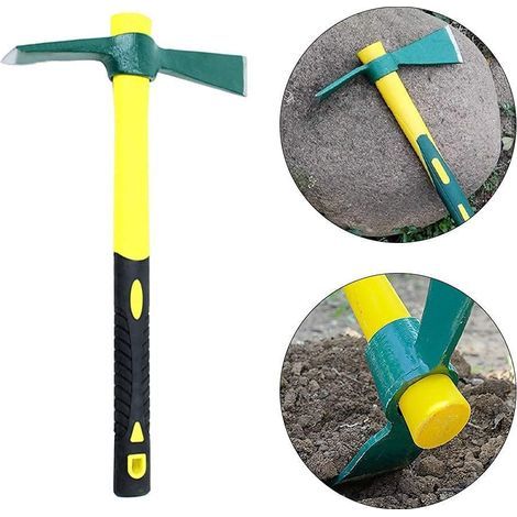Mini pioche en acier 38,5 cm – Manche en fibre de verre antidérapant – Outil de jardinage pour terrains accidentés