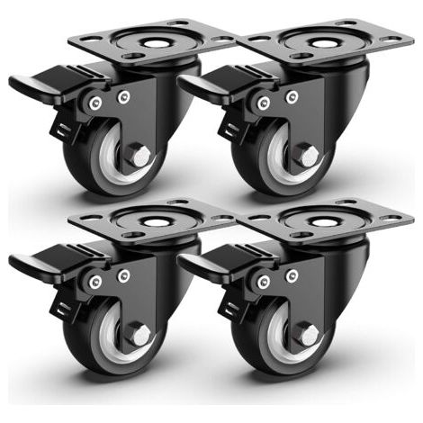 BUNTHAUS Pivotantes de 50mm Roulettes pour Meubles avec Frein de Sécurité pour Charges Lourdes Capacité Totale de 250KG (Set de 4) NPTERBL (1/5)