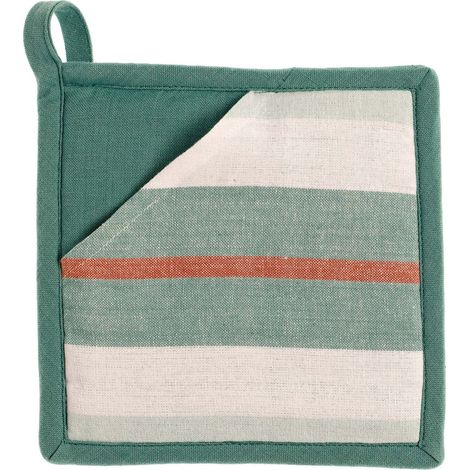 Manique de Cuisine 2 en 1 en Coton Recyclé pour Plats Chauds, Vert d'Eau, 20 x 20 cm - PANGIVO