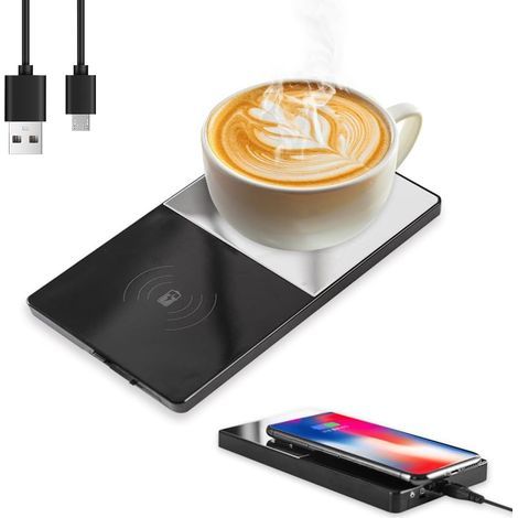 Chauffe-Tasse café, 55℃ Chauffe-Boissons Intelligent avec Recharge sans Fil 2 en 1 Chauffe-café Réchauffe-Tasse Commutateur de capteur Automatique pour Maison Ou Bureau (1/5)