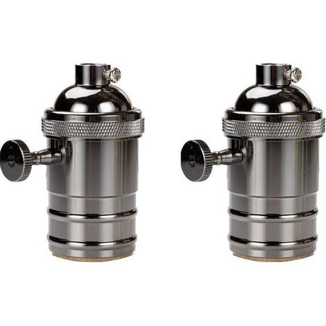 2 Pcs Vintage Douille lampe, Edison Douille Vintage E27 Adaptateur De Lampe avec Interrupteur Rétro Vintage Lustre Sans Fil Noir