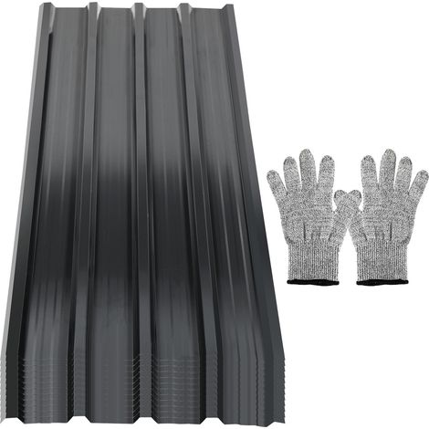 Wolketon Paneles de techo 7/14/21㎡ Chapa de acero galvanizado antracita (24 piezas = 14㎡)