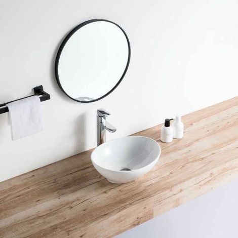 Lavabo blanco brillante sobre encimera cerámico POSADAS 40,5 x 33 cm  40.5 x 33 cm (1/5)