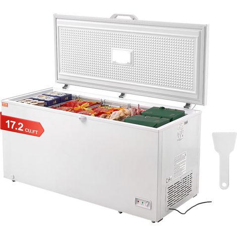 VEVOR Congelateur Coffre 488 L, Grand Surgelateur Autoportant avec 4 Paniers Amovibles, Porte Ouverte sur le Dessus avec Couvercle Verrouillable, Temperature Reglable sur 7 Niveaux, Eclairage LED (1/5)