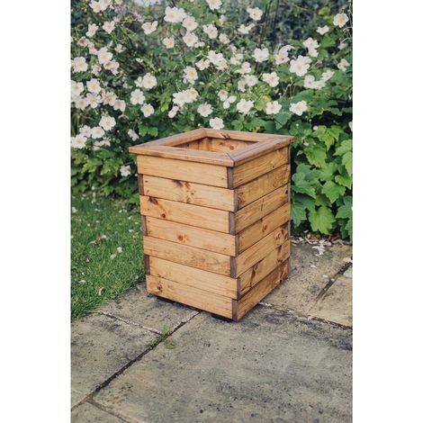 Multi Pack of 2 - Valley Tall Square Planter - Timber - L39 x W39 x H52 cm - Garden Trough - Fully Assembled