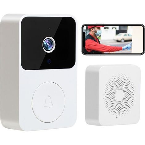 Sonnette vidéo intelligente WiFi - Œil de chat électronique - Vision nocturne - Interphone mobile - Surveillance à distance - Sécurité domestique complète