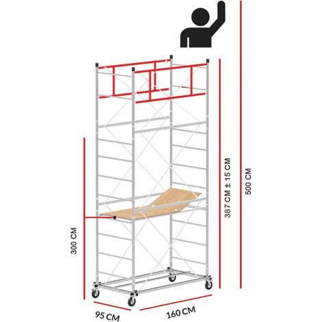 Echafaudage M4 LUX avec une base extractible (Hauteur de travail 5 m)